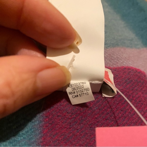 NWT~KATE SPADE Multicolor Festive Check Wool Cashmere Scarf - Picture 7 of 7